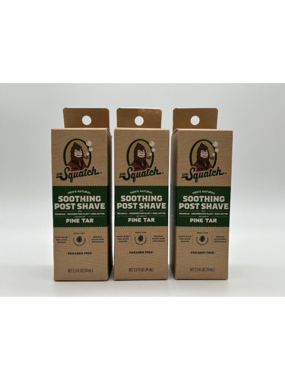 3 Dr. Squatch Men's Natural Soothing Post Shave Pine Tar 2.5 Fl Oz Paraben-Free